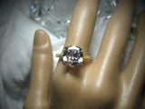 Double Prong Solitaire Engagement Ring 5ct Cushion Diamond 14k Yellow Gold Over