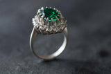 2.55ct Engagement Ring Oval Cut Green Emerald Cocktail 14k White Gold Finish