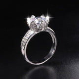 1ct Round Cut VVS1 D Diamond Lotus Flower Engagement Ring 14k White Gold Finish