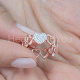 1ct Round Cut Moissanite Cluster Heart Valentine Wed Band 14k Rose Gold Plated