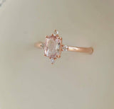 1ct Cushion Cut Peach Morganite Crown Setting Engagement Ring 14k Rose Gold Over