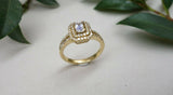 2ct Emerald Cut Diamond Engagement Ring 14k Yellow Gold Finish Double Halo