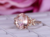 2ct Oval Cut Peach Morganite Engagement Ring Butterfly Design 14k Rose Gold Over