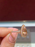 4.5Ct Pear Cut Peach Morganite Diamond Halo Engagement Ring 18K Rose Gold Finish