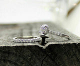 4Ct Round Cut Diamond Bridal Set Vintage Halo Ring Band 18K White Gold Finish