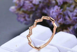 2ct Round Cut Yellow Citrine Zig Zag Petite Stackable Band 14k Rose Gold Finish