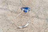 1.5ct Engagement Ring Heart Cut Blue Sapphire Solitaire 14k White Gold Finish