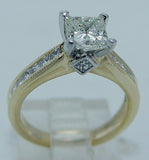 3Ct Princess Cut Diamond Accent Solitaire Engagement Ring 14K Dual Gold Finish