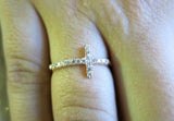 1ct Round Cut Diamond Holy Cross Jesus Women Promise Ring 14k Yellow Gold Finish