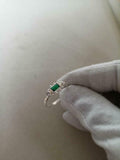 1ct Engagement Ring Baguette Cut Green Emerald Three Stone 14k White Gold Finish