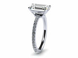 1.5ct Emerald Cut Diamond Accent Halo Solitaire Ring 14k White Gold Finish New