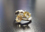 1.7ct Engagement Ring Oval Cut Citrine Two Stone Bypass 14k White Gold Finish