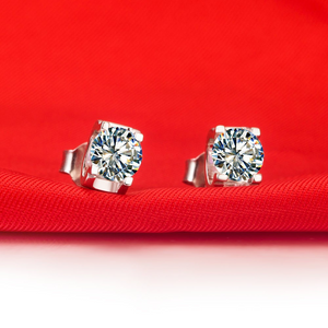 1.2ct Round Cut VVS1D Diamond Solitaire Stud Earrings 14k White Gold Finish