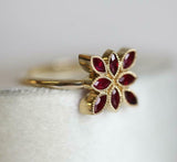 2ct Marquise Cut Pink Ruby Engagement Ring Floral Unique 14k Yellow Gold Finish