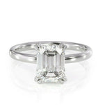 2.5ct Emerald Diamond Engagement Ring Hidden Halo Solitaire 14k White Gold Over