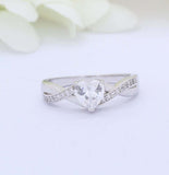 1.5ct Heart Cut Diamond Engagement Ring Twist Split Shank 14k White Gold Finish