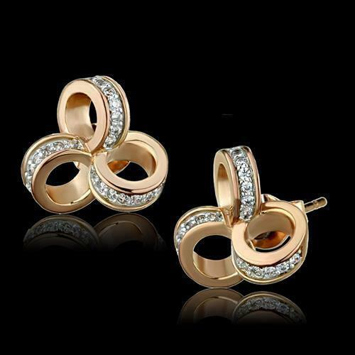 2Ct Round Cut Diamond Unique Knots Women Stud Earrings 14K Rose Gold Finish