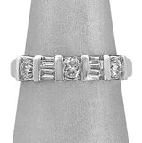 2Ct Round Baguette Cut Diamond Stylish Wedding Band Ring 14K White Gold Finish