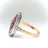 3ct Round Diamond Ruby Cocktail Art Deco Engagement Ring 14k Yellow Gold Finish