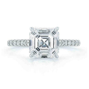 1.7ct Asscher Cut Diamond Engagement Ring 14k WhiteGold Finish Accents Solitaire