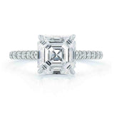 1.7ct Asscher Cut Diamond Engagement Ring 14k WhiteGold Finish Accents Solitaire