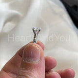 1ct Round Cut Moissanite Heart Shape Prong Engagement Ring 14K White Gold Plated