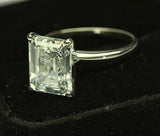 3Ct Emerald Cut Diamond Classic Solitaire Engagement Ring 18K White Gold Finish