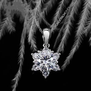 2ct Round Cut Diamond Cocktail Snowflake Pendant 14k White Gold Finish NO CHAIN