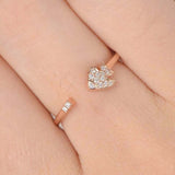 Open Cuff Fish Sea Engagement Ring 0.3ct Round Cut Diamond 14k Rose Gold Finish