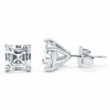 1.5ct Asscher Cut Diamond 4 Prong Solitaire Stud Earrings 14k White Gold Finish