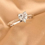 0.6ct Heart Simulated Diamond Solitaire Engagement Ring 14k White Gold Plated