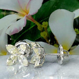 2.89ct Marquise Cut VVS1D Diamond Floral Stud Earrings 14k White Gold Finish