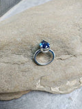 1.2ct Engagement Ring Pear Cut Blue Sapphire Diamond Accent 14k WhiteGold Finish