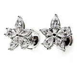 4Ct Marquise Pear Cut Diamond Floral Women Stud Earrings 14K White Gold Finish