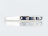 1ct Princess Cut Alternate Blue Sapphire Diamond Wedding Band 14k WhiteGold Over