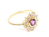 2.1ct Round Cut Purple Amethyst Floral Minimalist Ring 14k Yellow Gold Finish