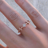 0.5ct Round Cut Diamond Engagement Ring Flower Petal Leaf 14k Rose Gold Finish