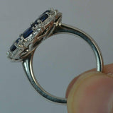 5ct Oval Cut Blue Sapphire Engagement Ring Cluster Cocktail 14k WhiteGold Finish