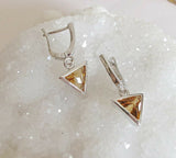 1.5ct Trillion Cut Yellow Citrine Solitaire Drop Earrings 14k White Gold Finish