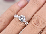 1.3ct Round Cut Diamond Engagement Ring 14k White Gold Finish Twisted Wedding