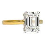 2.1ct Emerald Cut Diamond Engagement Ring Classic Solitaire 14k Yellow Gold Over