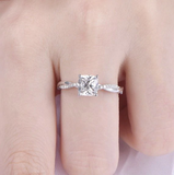 1ct Cushion Cut Diamond Engagement Ring 14k White Gold Over Twisted Wedding Band