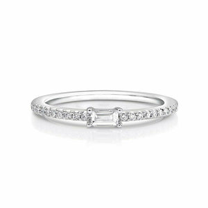 1Ct Baguette Cut Diamond Half Eternity Minimal Wedding Band 14K White Gold Over