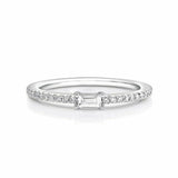 1Ct Baguette Cut Diamond Half Eternity Minimal Wedding Band 14K White Gold Over