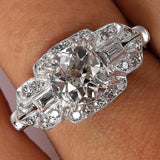 4.5Ct Round Cut Diamond Art Deco Vintage Engagement Ring 14K White Gold Finish