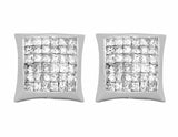 2ct Princess Cut Diamond Cluster Tile Square Stud Earrings 14k White Gold Finish