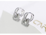 2ct Round Cut VVS1 Diamond Square Shape Trendy Drop Earrings 14k White Gold Over