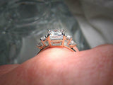 5 Stone Solitaire Engagement Ring 2.5ct Emerald Cut Diamond 14k WhiteGold Finish