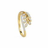 1.3ct Engagement Ring Round Diamond Leaf Design Cocktail 14k Yellow Gold Finish