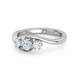 1.5Ct Round Cut VVS1/D Diamond Three Stone Engagement Ring 14K White Gold Finish